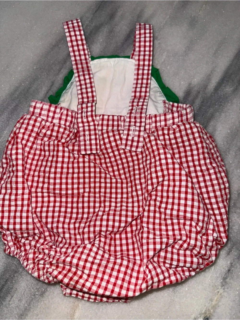 Dillards AdventureWear Cotton Red Gingham Baby Watermelon Bubble Romper 12m